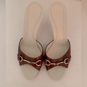New Gucci Brown Leather Slides High Heel!